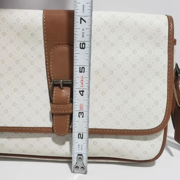 Vintage White/Brown leather  crossbody/Shoulder Bag. - Picture 11 of 13